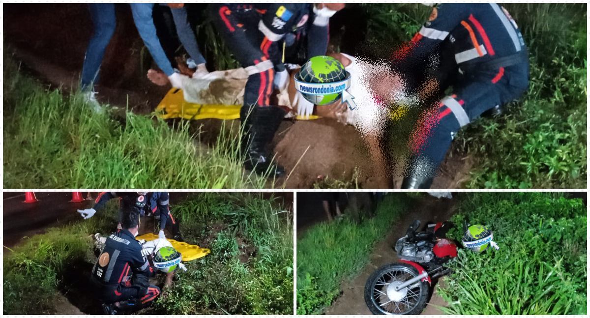 URGENTE motociclista fica em estado grave após colisão poste na BR