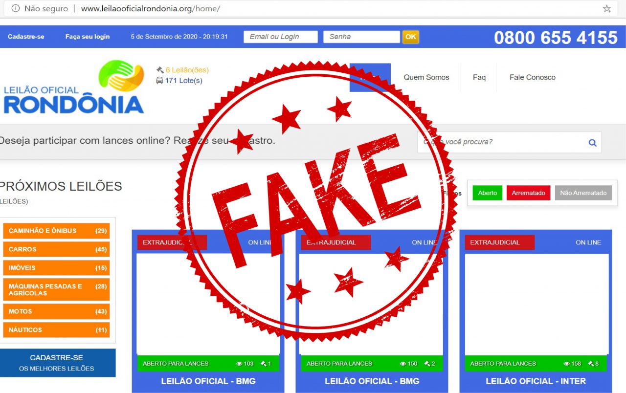 GOLPE CIBERNÉTICO: Polícia Civil alerta sobre site de falso leilão virtual em Rondônia - News Rondônia