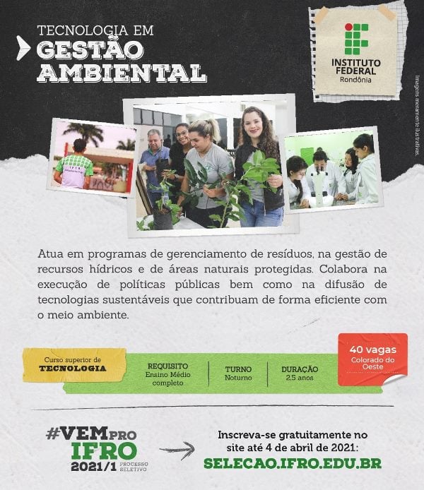 Gestão Ambiental, Ciências Biológicas e Zootecnia estão entre as vagas ofertadas no processo seletivo do IFRO - News Rondônia