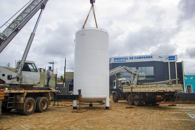 REFORÇO - Governo instala tanque de oxigênio reserva para garantir aumento de leitos no Hospital de Campanha de Rondônia - News Rondônia