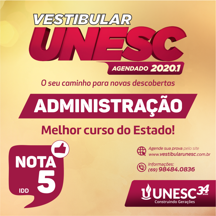 CURSO DE ADMINISTRAÇÃO DA UNESC COMEMORA 1º LUGAR NO ENADE EM RONDÔNIA E NOTA CINCO NO IDD - News Rondônia