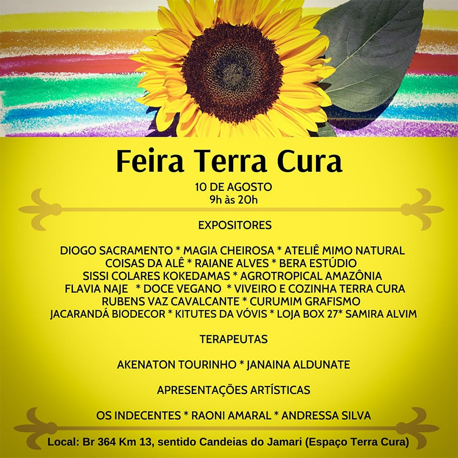 SEGUNDA EDIÇÃO DO 'FEIRA TERRA CURA' SERÁ REALIZADO NO PRÓXIMO DIA 10 - News Rondônia