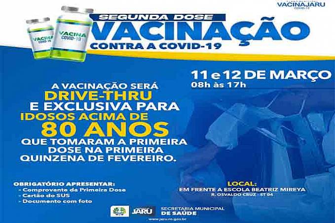 2ª dose da vacina contra o Coronavírus para idosos com mais de 80 anos será nos dias 11 e 12 de março em Jaru - News Rondônia