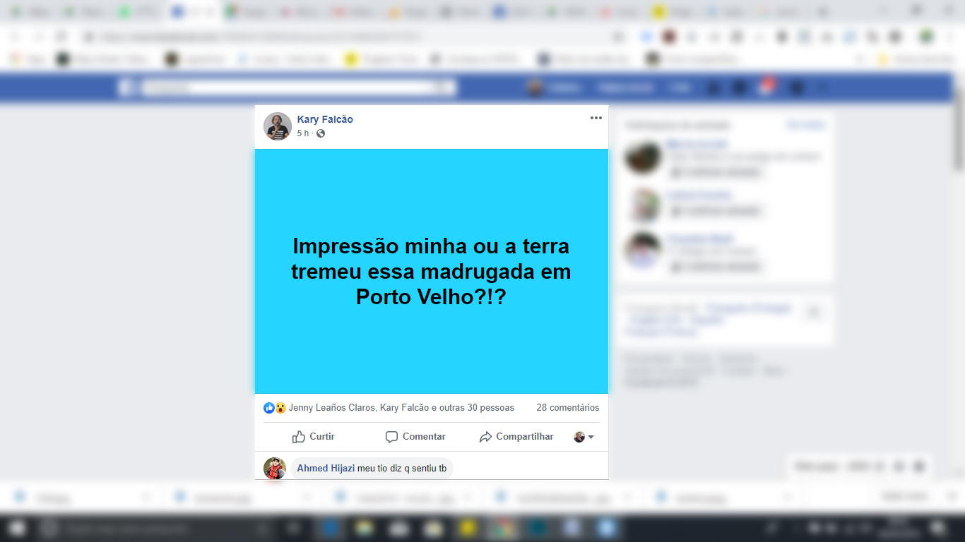 TREMOR OCORRIDO NO PERU É SENTIDO EM PORTO VELHO - News Rondônia