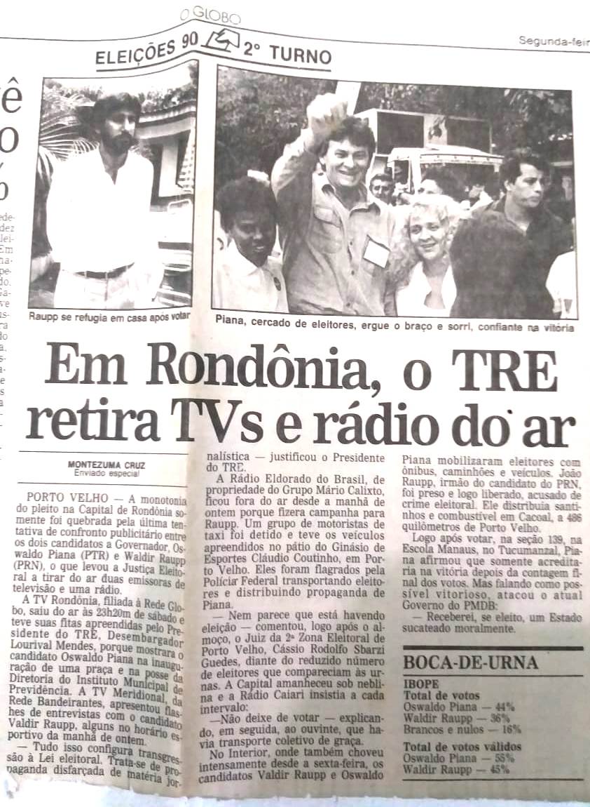 HISTÓRIA DE RONDÔNIA: OSWALDO PIANA, O 'FILHO DA TERRA' NO PODER, FEZ O PRIMEIRO LINHÃO ENERGÉTICO - News Rondônia