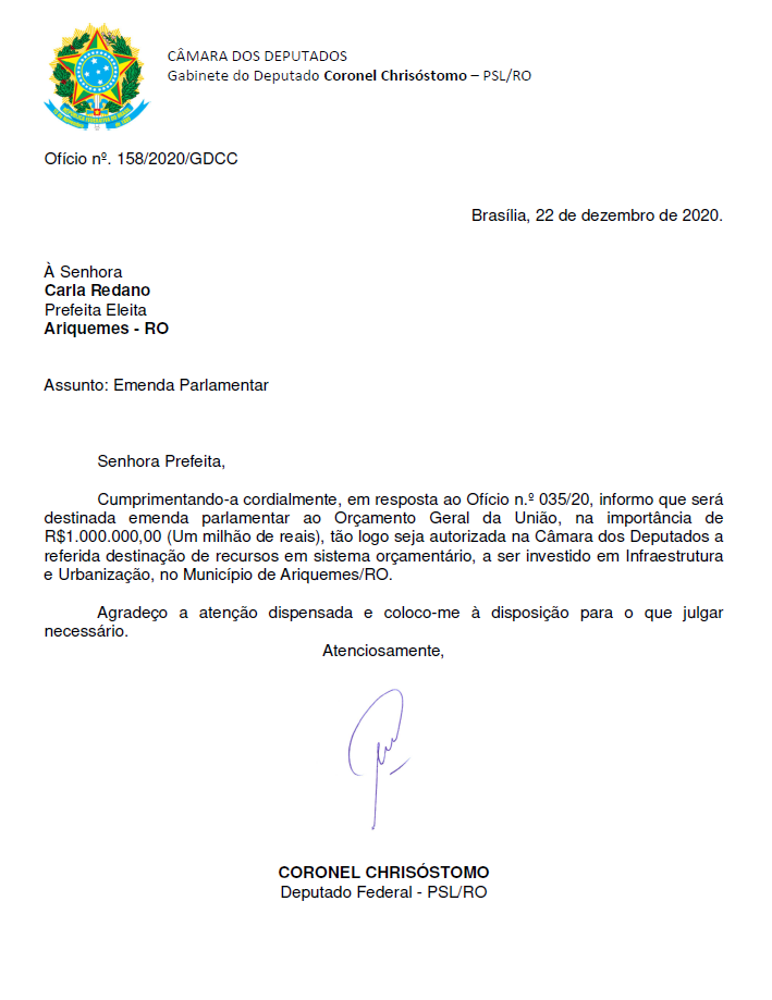 Coronel Chrisóstomo assegura R$ 1 milhão em emendas para investir na infraestrutura e urbanização de Ariquemes - News Rondônia
