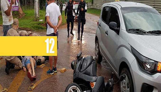 JOVEM MOTOCICLISTA FICA LESIONADA APÓS COLIDIR COM CARRO EM ROTATÓRIA - News Rondônia