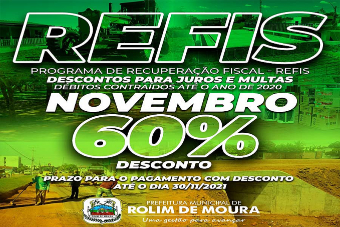 Prefeitura alerta que desconto de 60% de desconto do REFIS termina dia 30 - News Rondônia
