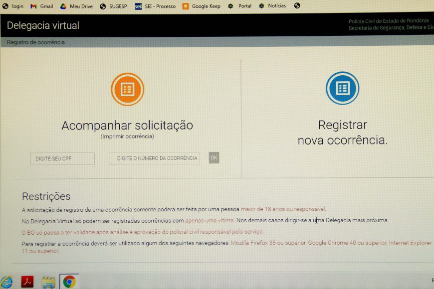 Mais de 28 mil ocorrências policias foram registradas pela Delegacia Virtual em 2020 - News Rondônia