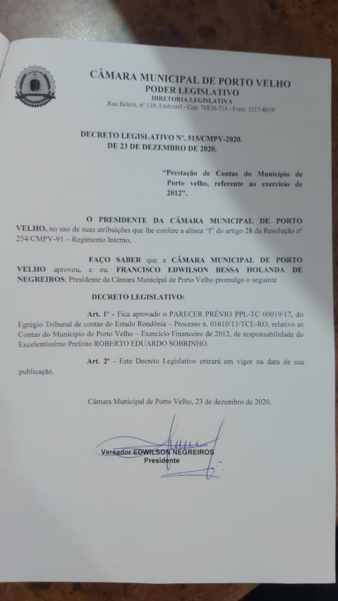 Todas as contas do ex-prefeito de porto velho Roberto Sobrinho são aprovadas - News Rondônia