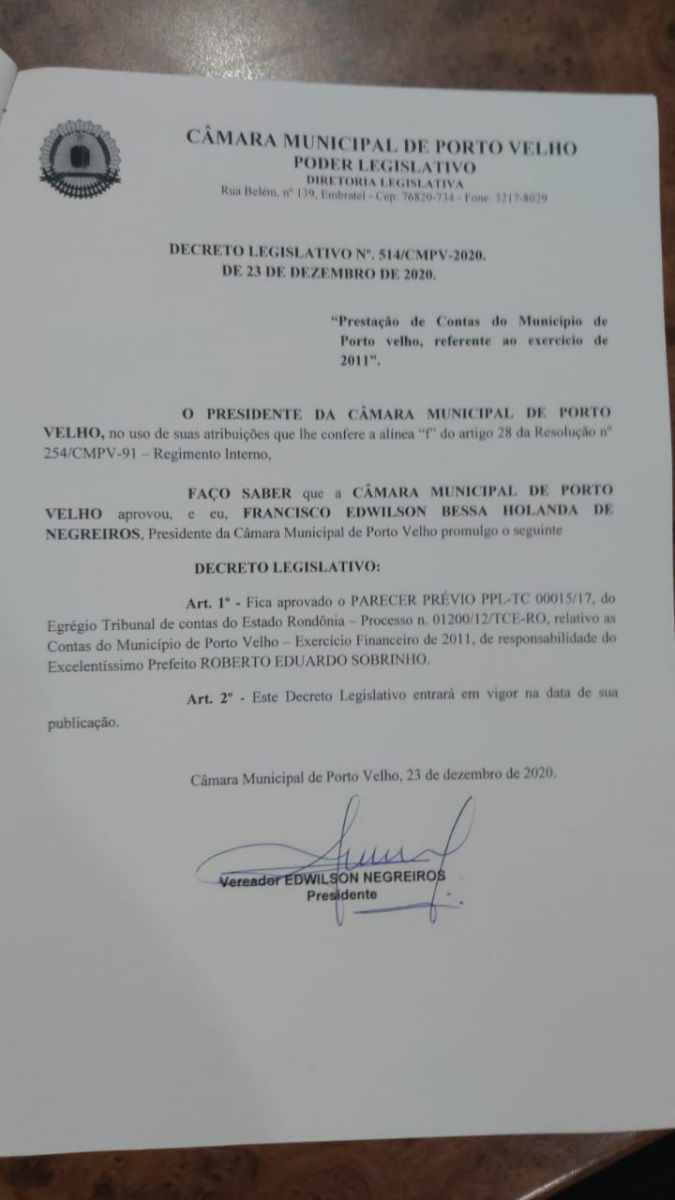 Todas as contas do ex-prefeito de porto velho Roberto Sobrinho são aprovadas - News Rondônia