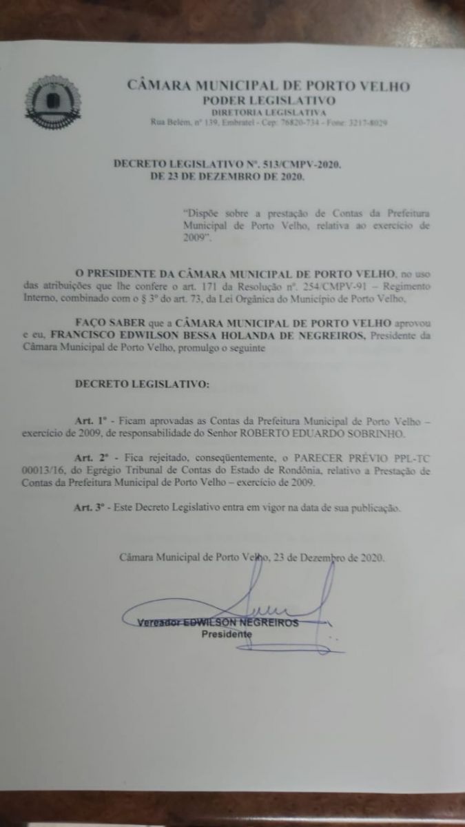 Todas as contas do ex-prefeito de porto velho Roberto Sobrinho são aprovadas - News Rondônia