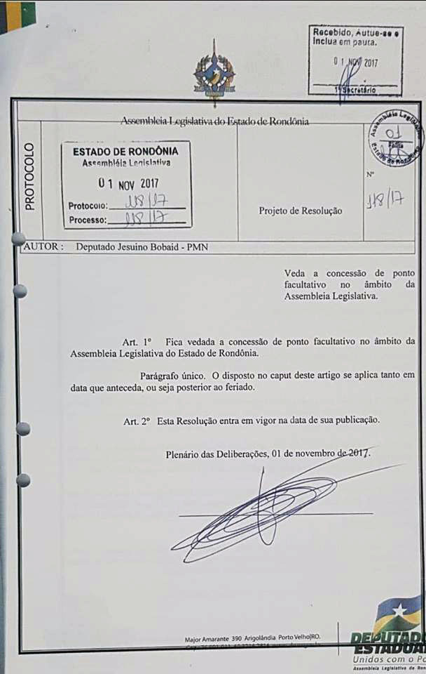 TRABALHO NORMAL DEPUTADO JESUÍNO VEDA PONTO FACULTATIVO EM SEU GABINETE - News Rondônia TRABALHO NORMAL DEPUTADO JESUÍNO VEDA PONTO FACULTATIVO EM SEU GABINETE - News Rondônia