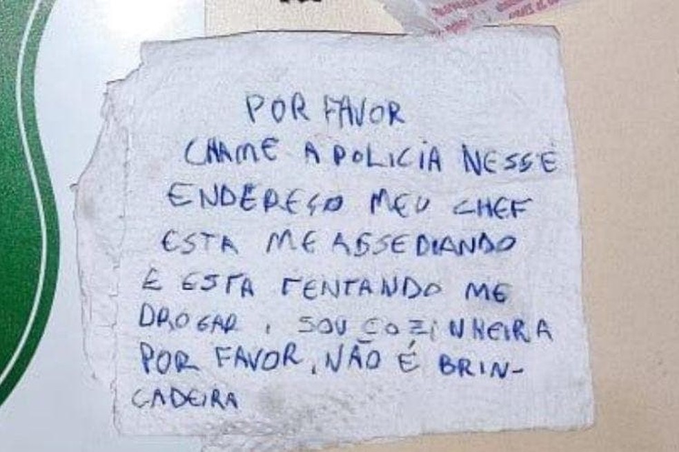 Jovem pede socorro em guardanapo após ser assediada pelo chefe - News Rondônia
