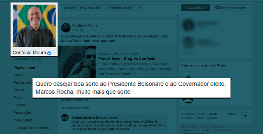 'NÃO PERGUNTEM AO PRESIDENTE E AO GOVERNADOR O QUE FARÃO NOS GOVERNOS, ELES NÃO SABERÃO', DIZ CONFÚCIO MOURA - News Rondônia