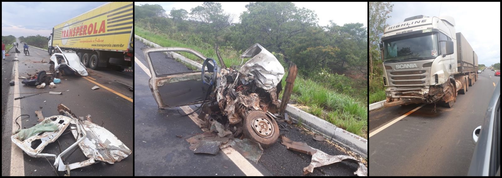 TRAGÉDIA NA BR-364: CARRO É DIVIDIDO APÓS COLISÃO DE AUTOMÓVEL, CAMINHÃO E CARRETA - IMAGENS FORTES - News Rondônia