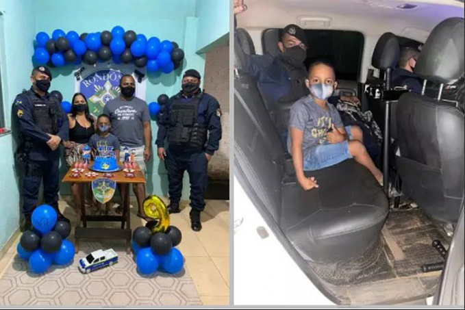 Fã da PM - Menino tem sonho realizado de ter a Polícia Militar em aniversário - News Rondônia