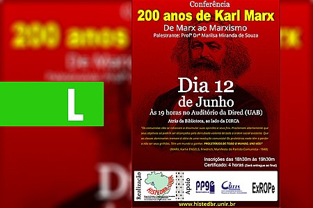 UNIR DEBATERÁ 200 ANOS DE KARL MARX - News Rondônia