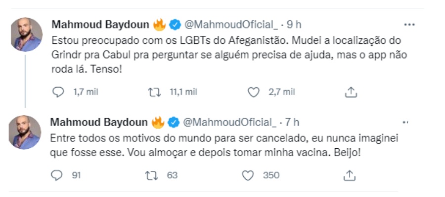 Mahmoud é detonado após postagem sobre aplicativo de sexo e crise no Afeganistão - News Rondônia