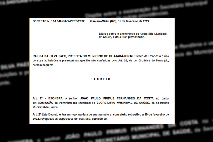 Prefeita Raissa Paes de Guajará-mirim não aguenta pressão e exonera secretário - News Rondônia