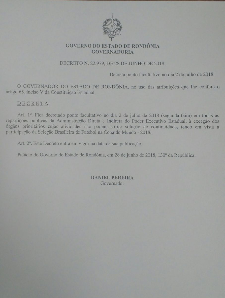 SELEÇÃO VAI PARA AS OITAVAS DE FINAL E GOVERNO DE RONDÔNIA DECRETA PONTO FACULTATIVO PARA SEGUNDA-FEIRA - News Rondônia