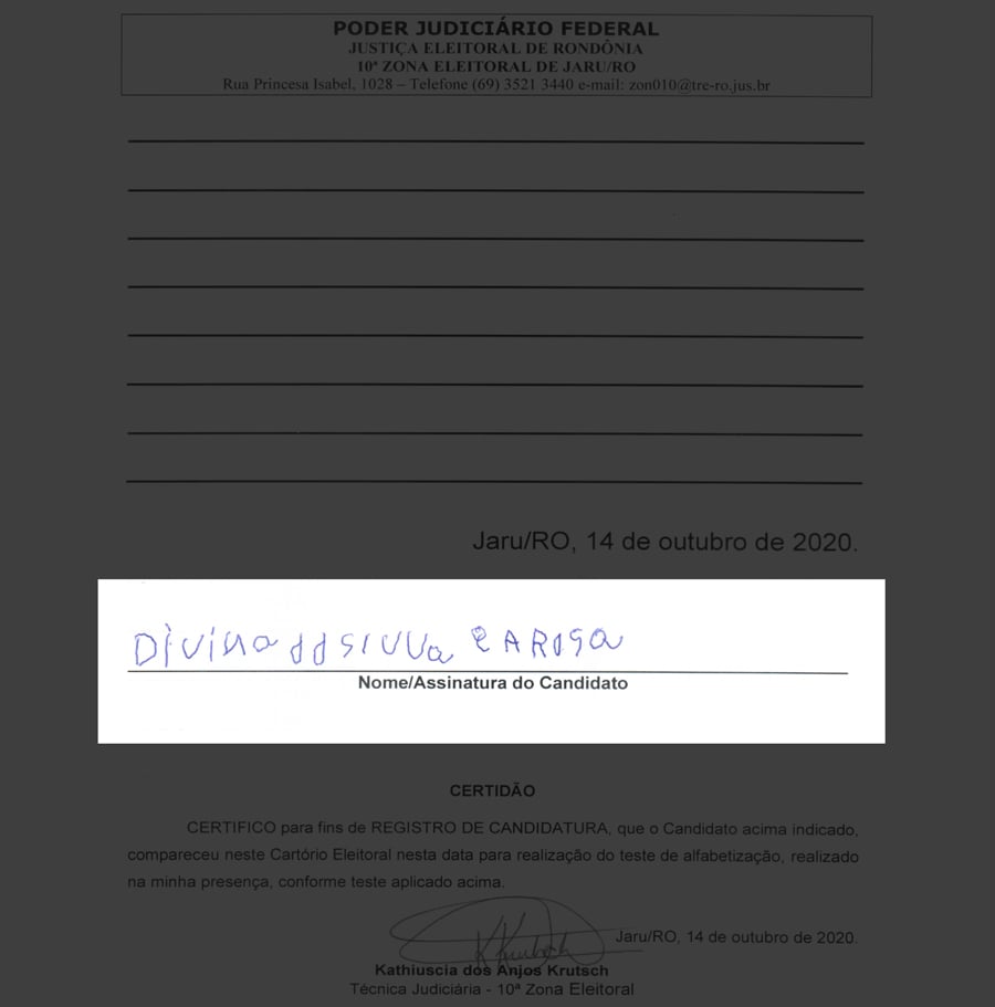 Candidato a vereador de Jaru tem candidatura indeferida pela Justiça por não conseguir assinar o próprio nome - News Rondônia