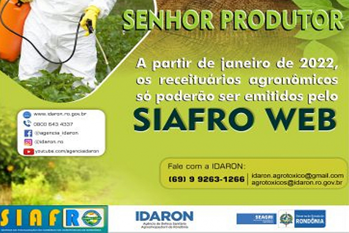 CADASTRO - Produtores agrícolas já podem se cadastrar no Siafro/Idaron para aquisição de defensivos agrícolas - News Rondônia