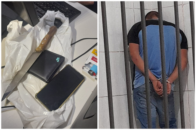 COM FACÃO: Suspeito de roubo é preso após ameaçar cortar pescoço de comerciante - News Rondônia