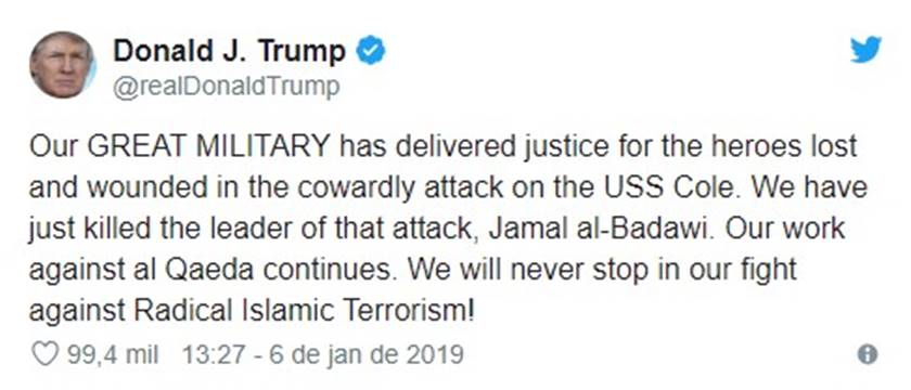 PELO TWITTER, TRUMP ANUNCIA MORTE DE LÍDER DA AL-QAEDA - News Rondônia