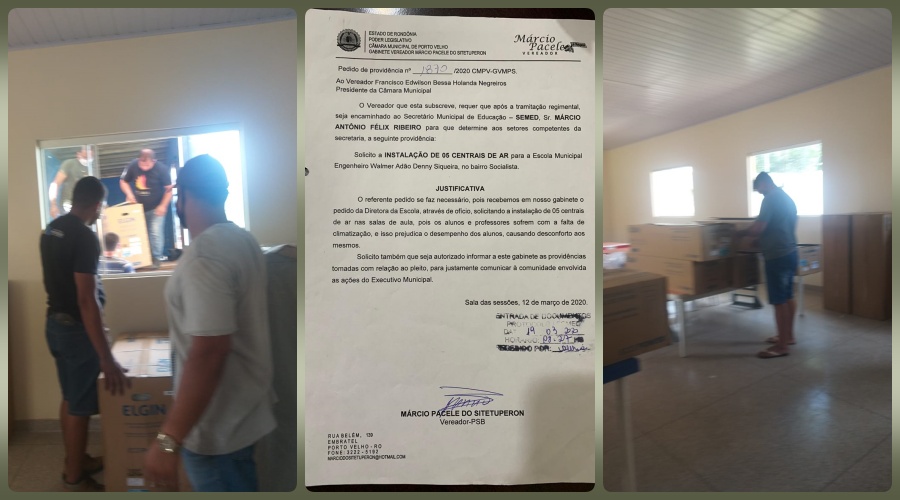 Prefeitura atende pedido do vereador Marcio Pacele e entrega centrais de ar na Escola Municipal Engenheiro Walmer Adão - News Rondônia