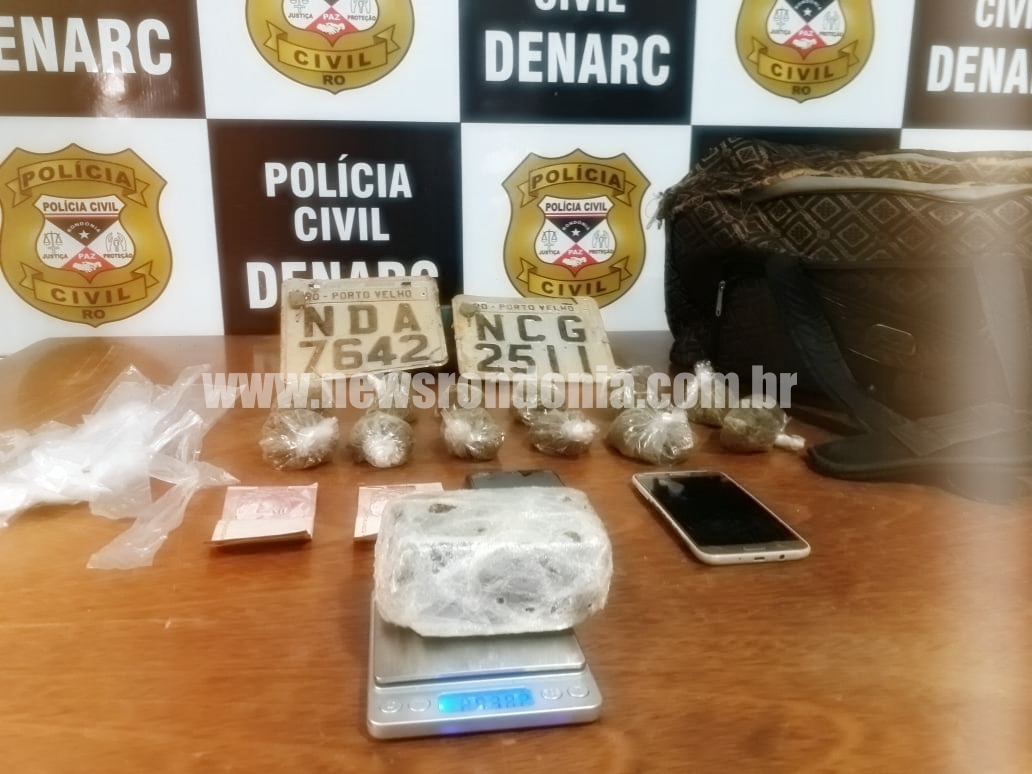 SKANK: DENARC PRENDE TRÊS SUSPEITOS COM MEIO QUILO DE DROGA E MOTO ROUBADA EM PORTO VELHO - News Rondônia