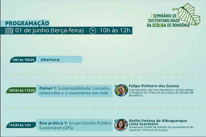 I Seminário de Sustentabilidade: acompanhe ao vivo o primeiro encontro promovido pela Ecoliga - News Rondônia