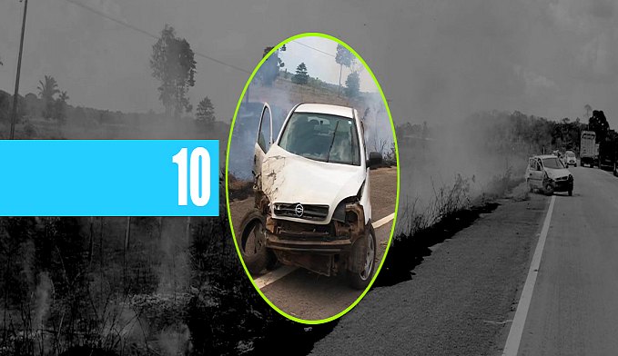 PNEU ESTOURA E CARRO CAPOTA COM CASAL NA BR-364; FIO ENERGIZADO CAUSOU INCÊNDIO EM MATAGAL - News Rondônia