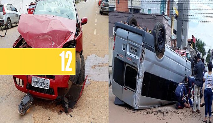 VAN CAPOTA APÓS SER ATINGIDA POR AUTOMÓVEL EM CRUZAMENTO NO CENTRO DA CAPITAL - News Rondônia
