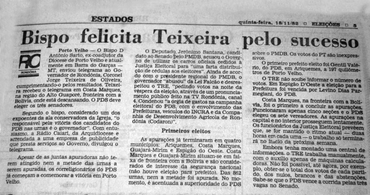 HISTÓRIA DE RONDÔNIA: TEIXEIRÃO RECEBEU VAIAS DA INGRATIDÃO; EXONERADO POR SARNEY, NÃO INTEIROU O SEGUNDO PERÍODO - News Rondônia