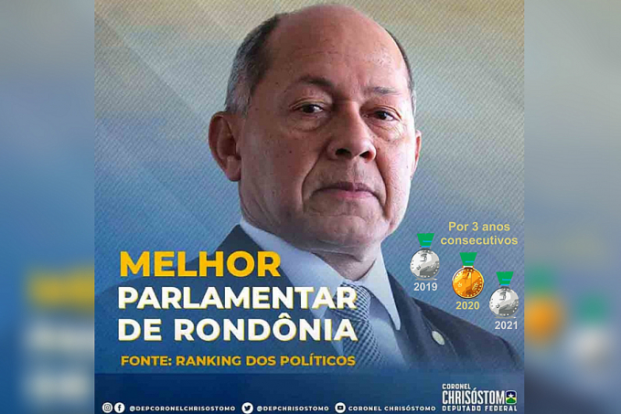 Coronel Chrisóstomo O Bolsonarista novamente no pódio do Ranking da Política 2021 - News Rondônia