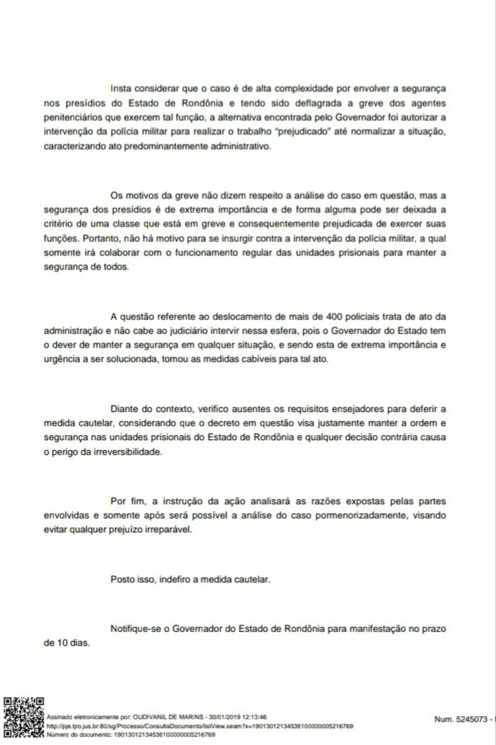 INFORMATIVO DO SINGEPERON REFERENTE A LIMINAR NÃO CONCEDIDA PELO DESEMBARGADOR - News Rondônia