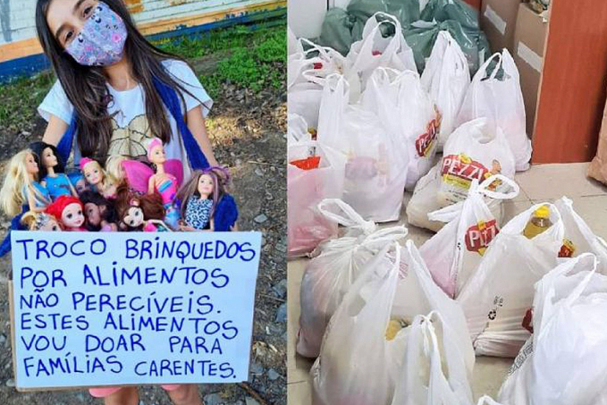 Menina troca 200 brinquedos por alimentos para famílias carentes - News Rondônia