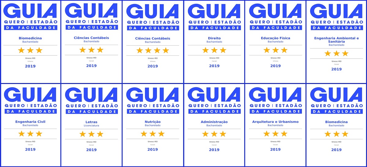GUIA DA FACULDADE AVALIA ENSINO SUPERIOR NO BRASIL; CURSOS DA UNESC SÃO ESTRELADOS - News Rondônia