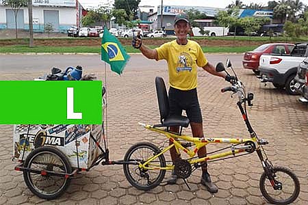 JARU: HOMEM QUE ESTÁ VIAJANDO DE BICICLETA DE SANTA CATARINA ATÉ CUJUBIM PASSA PELO MUNICÍPIO - News Rondônia