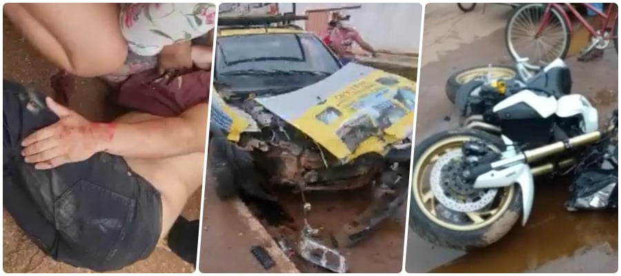 COLISÃO FORTE: Acidente entre carro e moto deixa motociclista em estado grave na capital - News Rondônia