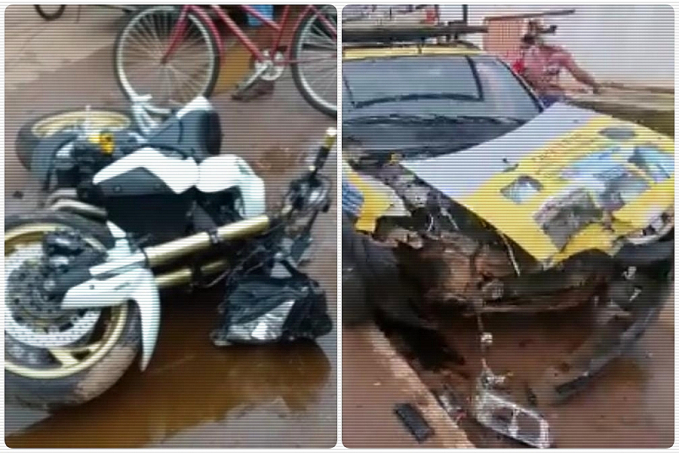 COLISÃO FORTE: Acidente entre carro e moto deixa motociclista em estado grave na capital - News Rondônia
