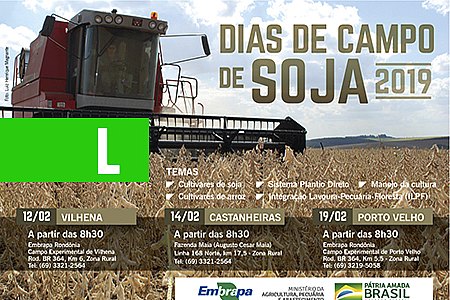 EMBRAPA INICIA DIAS DE CAMPO DE SOJA 2019 EM RONDÔNIA NO DIA 12 DE FEVEREIRO - News Rondônia