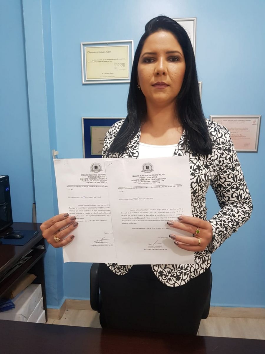 CRISTIANE LOPES PROTOCOLA SOLICITAÇÃO DE ESCLARECIMENTOS À SECRETÁRIOS DE TRANSPORTE E EDUCAÇÃO - News Rondônia