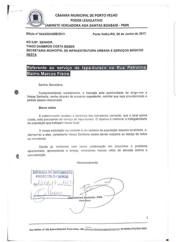 REPAROS: SEMOB ATENDE PEDIDOS DA VEREADORA ADA DANTAS E INICIA TRABALHOS NA RUA PETROLINA - News Rondônia