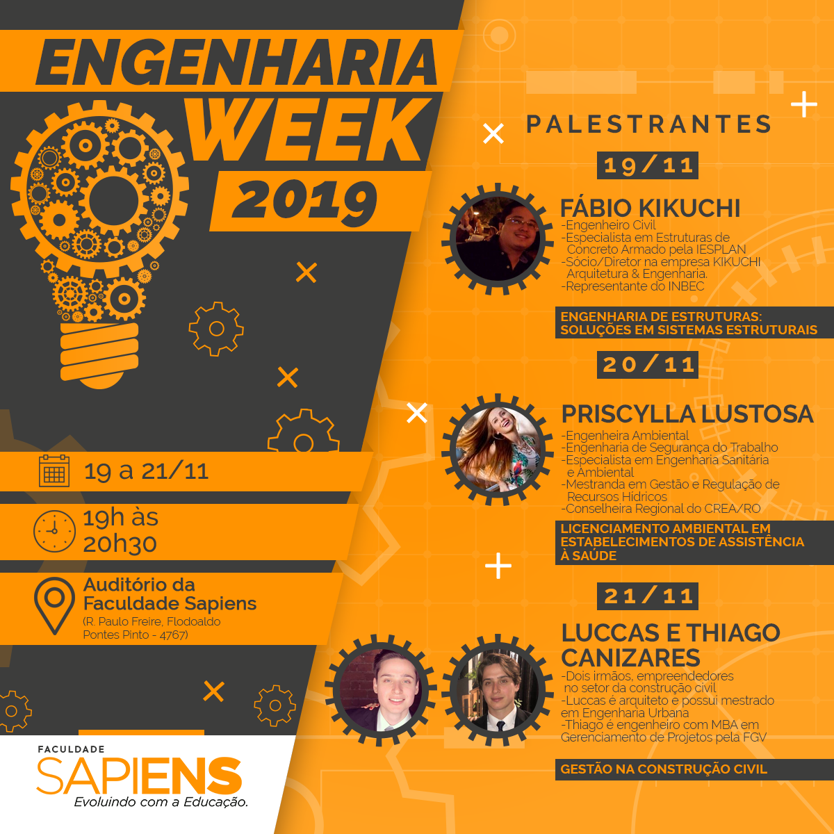 ENGENHARIA WEEK, DA FACULDADE SAPIENS, TEM PROGRAMAÇÃO ABERTA AO PÚBLICO - News Rondônia