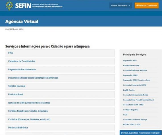 AGÊNCIA VIRTUAL DA SEFIN OFERECE COMODIDADE AOS USUÁRIOS COM SERVIÇOS ONLINE EM RONDÔNIA - News Rondônia