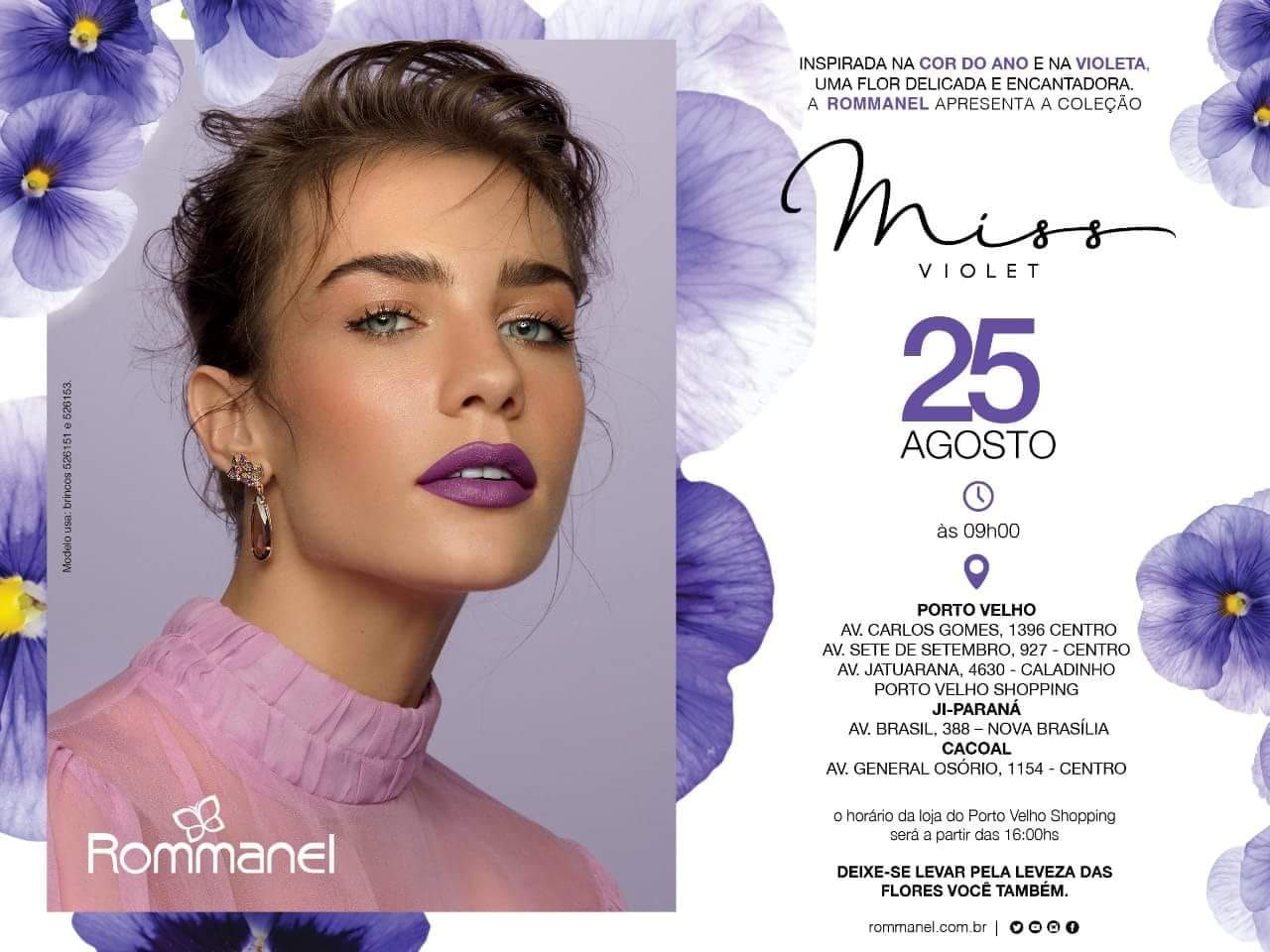 ROMMANEL ANUNCIA A NOVA COLEÇÃO MISS VIOLET PARA ESTE SÁBADO 25 - News Rondônia