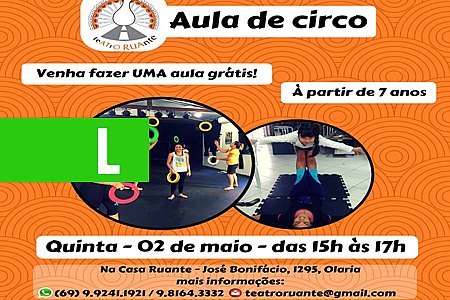 AULA EXPERIMENTAL DE CIRCO - GRATUITO - News Rondônia