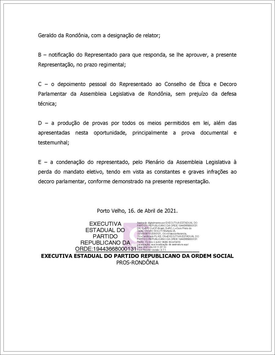 EXCLUSIVO: Conselho de Ética da Assembleia Legislativa recebe duas representações por quebra de decoro em desfavor de Geraldo da Rondônia - News Rondônia